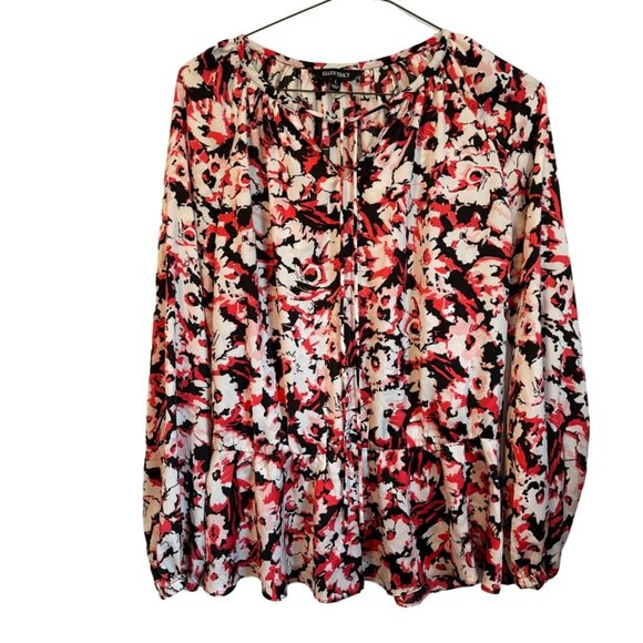 Ellen Tracy Floral Long-Sleeve Blouse Lightweight & Vibrant Womens Size L blouse - Picture 1 of 11